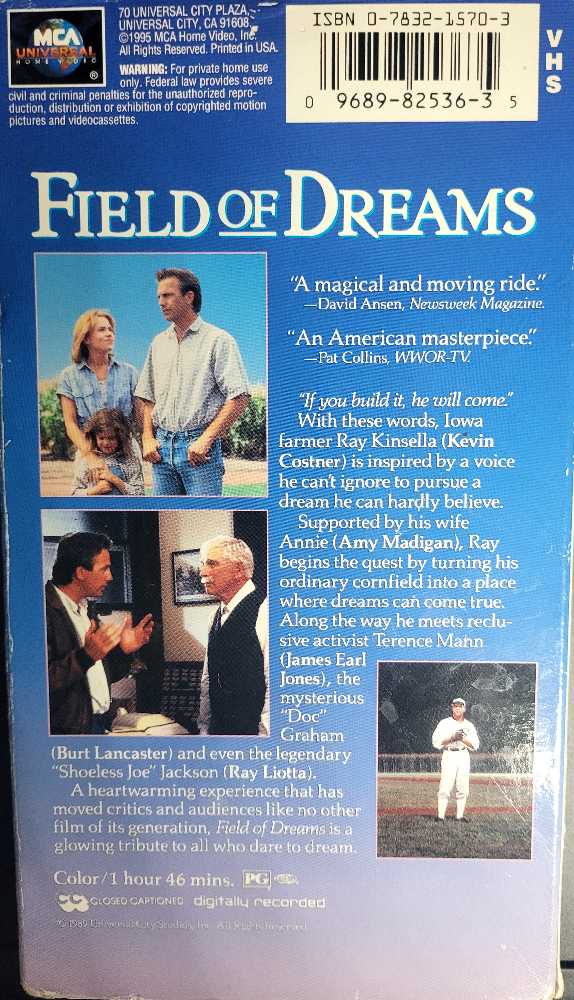 Field of Dreams  VHS movie collectible [Barcode 096898253635] - Main Image 2