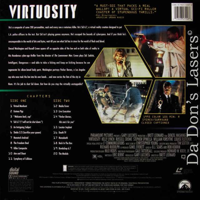 Virtuosity Laser Disc movie collectible [Barcode 013023471566] - Main Image 2