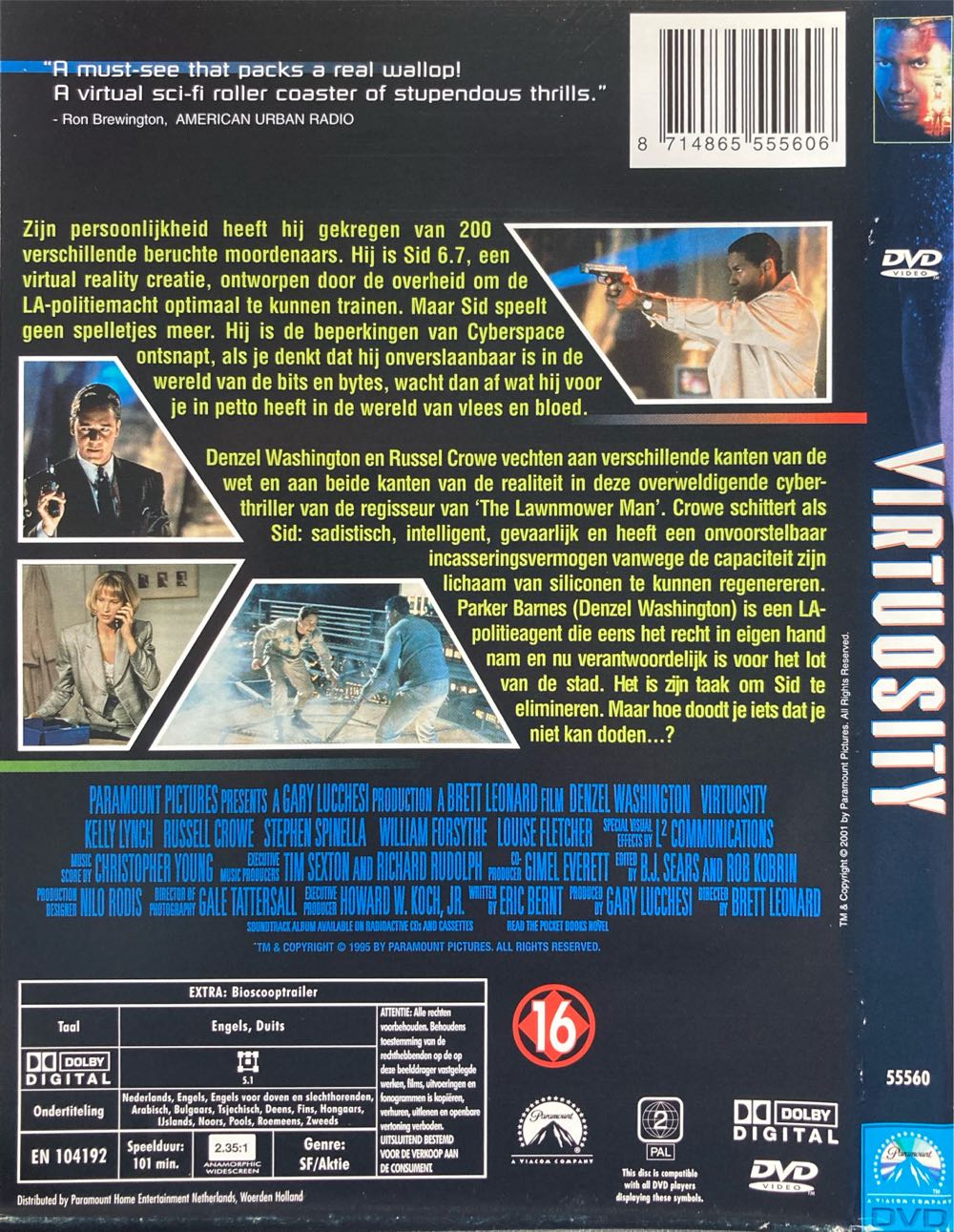 Virtuosity DVD movie collectible [Barcode 8714865555606] - Main Image 2