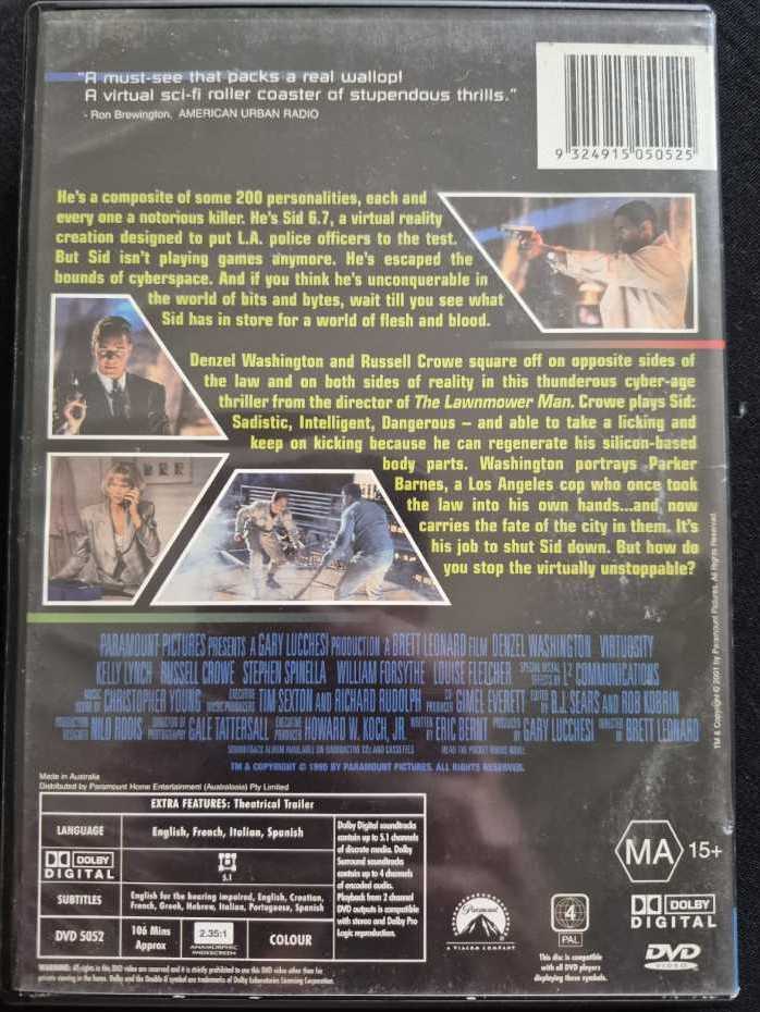Virtuosity DVD movie collectible [Barcode 9317206041746] - Main Image 3