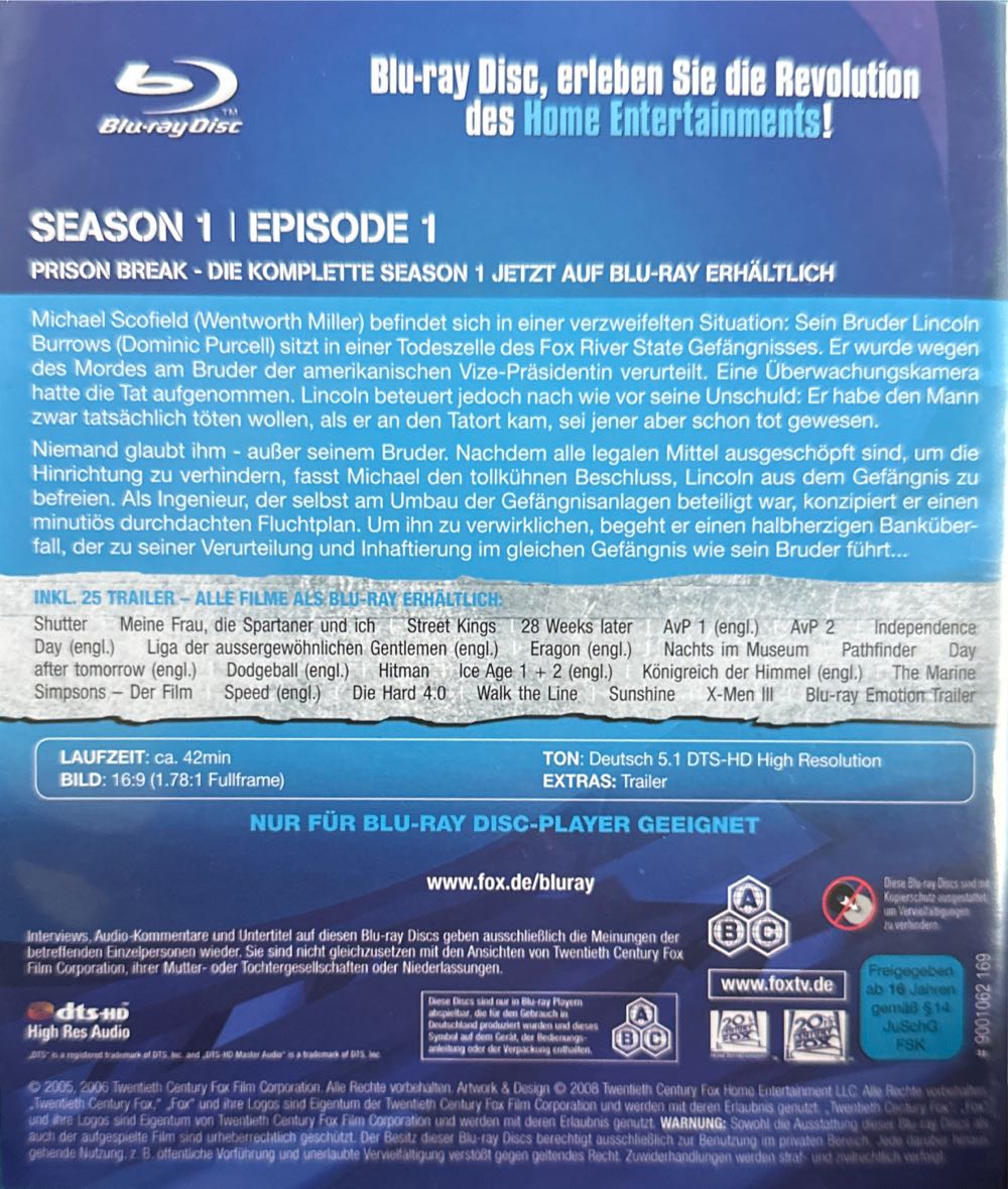 Prison Break Season 1 (Eps 1-22) Blu-ray movie collectible [Barcode 4010232043245] - Main Image 2