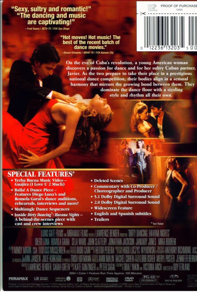Dirty Dancing 2: Havana Nights DVD movie collectible [Barcode 1223613223300] - Main Image 2