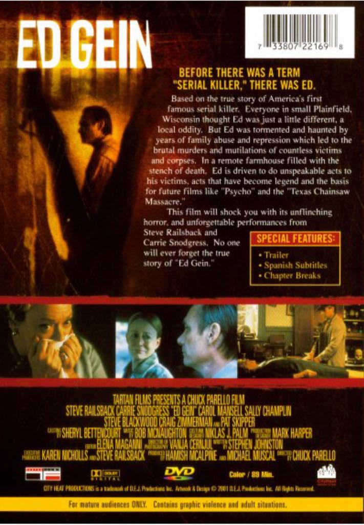 Ed Gein DVD movie collectible [Barcode 687797612496] - Main Image 2