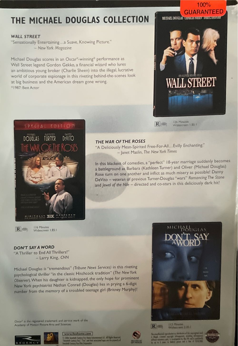 (3 Film) Wall Street (Michael Douglas Collection) DVD movie collectible [Barcode 024543266679] - Main Image 2