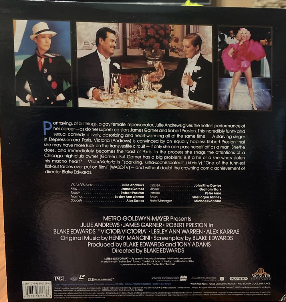 Victor Victoria Laser Disc movie collectible [Barcode 027616173768] - Main Image 4