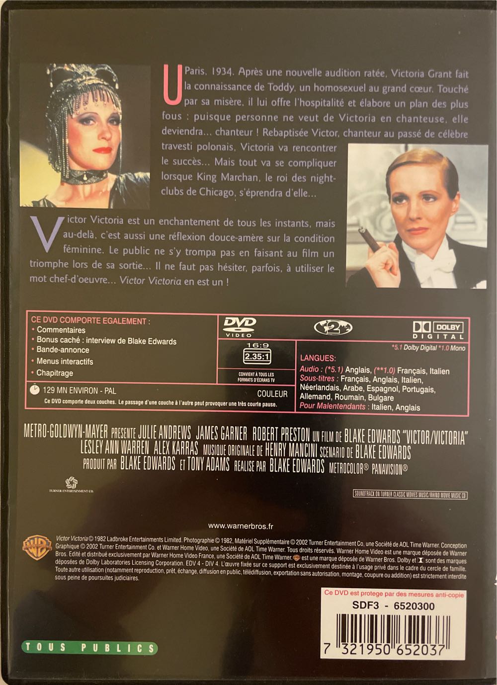 Victor Victoria DVD movie collectible [Barcode 7321926039091] - Main Image 4