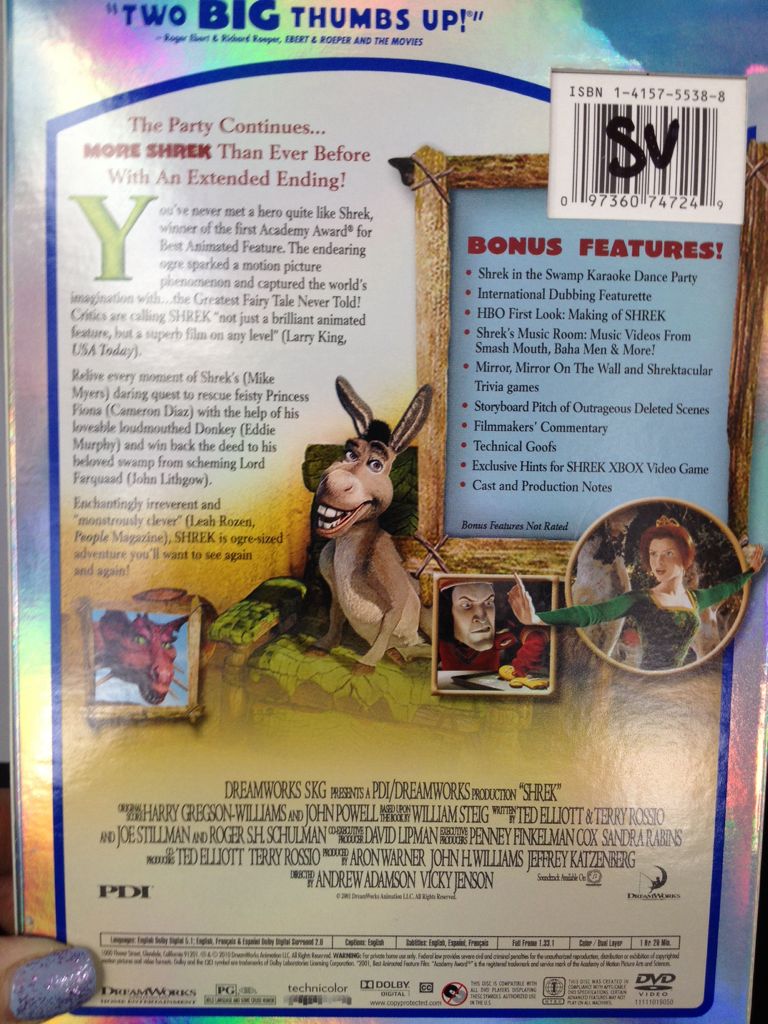 Shrek DVD movie collectible [Barcode 097360747249] - Main Image 2