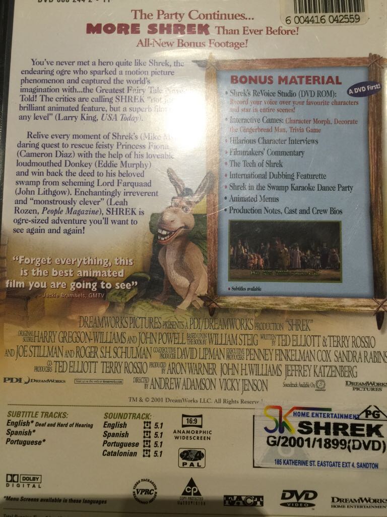 Shrek DVD movie collectible [Barcode 6004416042559] - Main Image 2