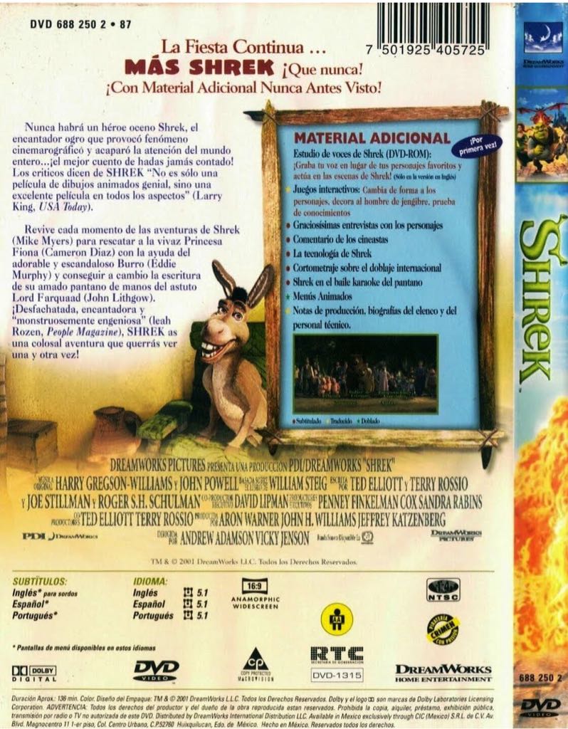 Shrek Blu-ray movie collectible [Barcode 661062901881] - Main Image 2