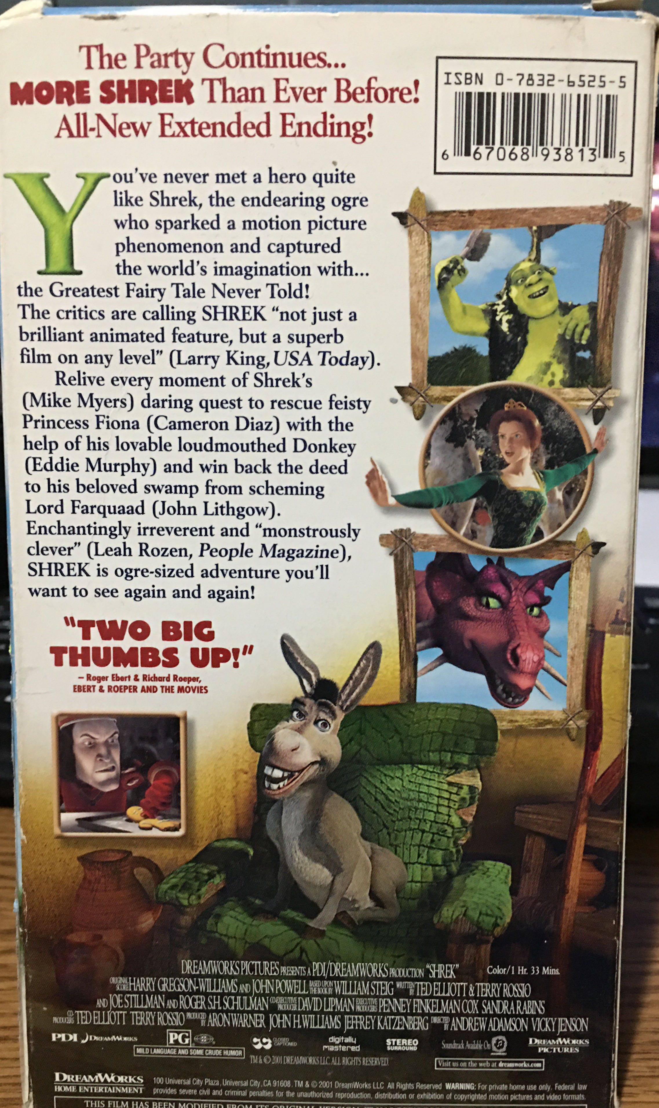 Shrek VHS movie collectible [Barcode 667068938135] - Main Image 2