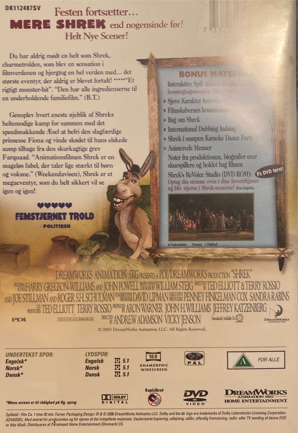 Shrek I Blu-ray movie collectible [Barcode 7332505000371] - Main Image 2