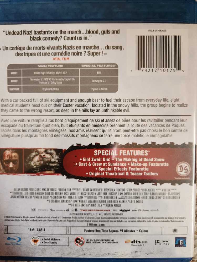 Dead Snow Blu-ray movie collectible [Barcode 774212101755] - Main Image 2
