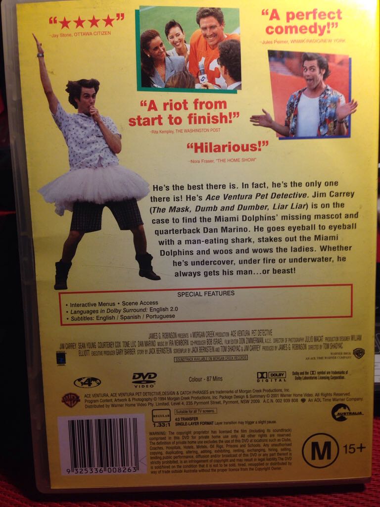 Ace Ventura Pet Detective DVD movie collectible [Barcode 9325336008263] - Main Image 2