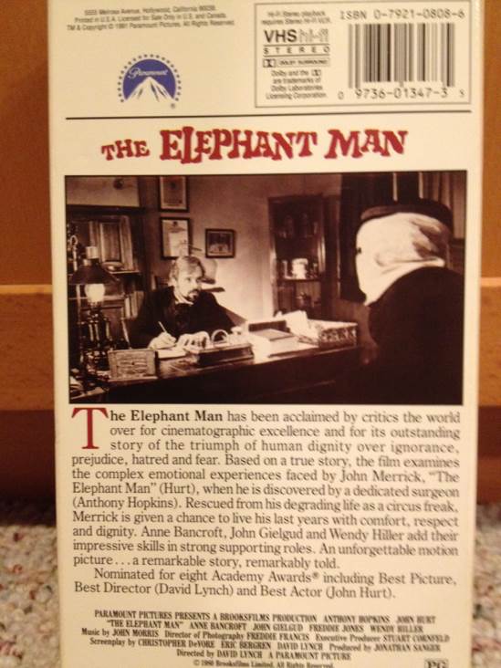 Elephant Man, The VHS movie collectible [Barcode 097360134735] - Main Image 2