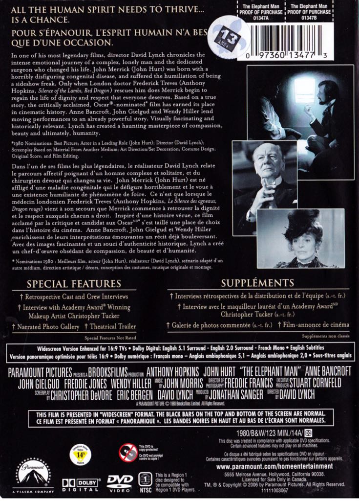 Elefantmannen Blu-ray movie collectible [Barcode 7321939361042] - Main Image 2