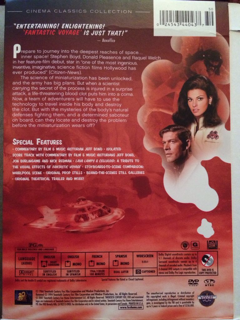 Fantastic Voyage: 20th Century Fox Studio Classics - 75 Years DVD movie collectible [Barcode 024543440437] - Main Image 2
