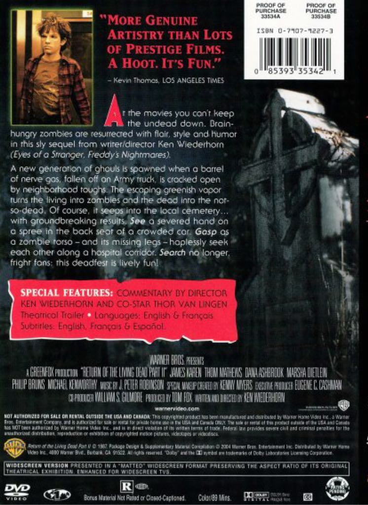 Return Of The Living Dead Part 2 (LS) DVD movie collectible [Barcode 7321900335348] - Main Image 2