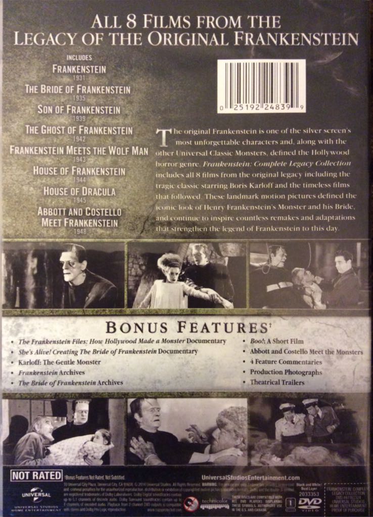 Frankenstein (Complete Legacy Collection) DVD movie collectible [Barcode 025192248399] - Main Image 2
