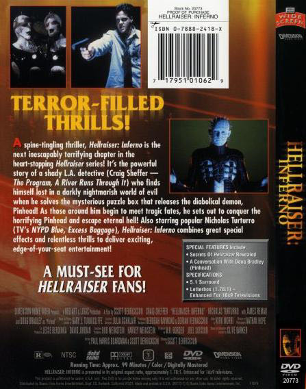 Hellraiser 5: Inferno DVD movie collectible [Barcode 717951010629] - Main Image 3
