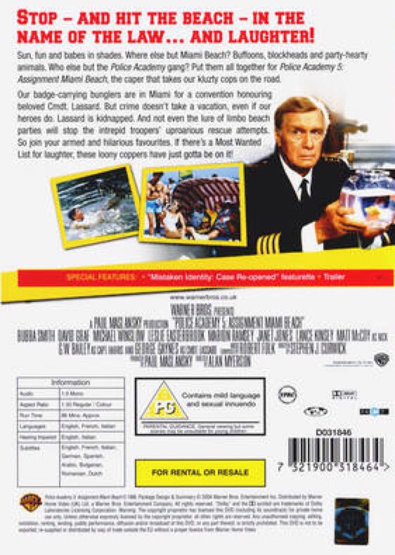 Police Academy 5: Assignment Miami Beach Digital Copy movie collectible [Barcode 9325336165553] - Main Image 2