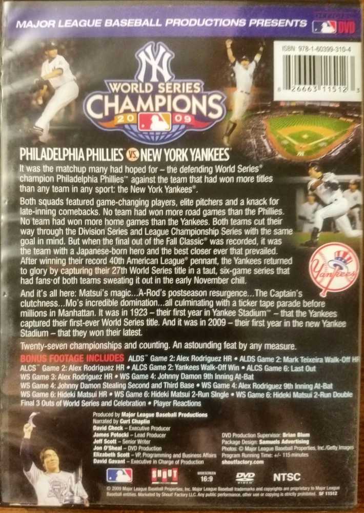 MLB World Series 2009 Phillies Vs Yankees DVD movie collectible [Barcode 826663115123] - Main Image 2