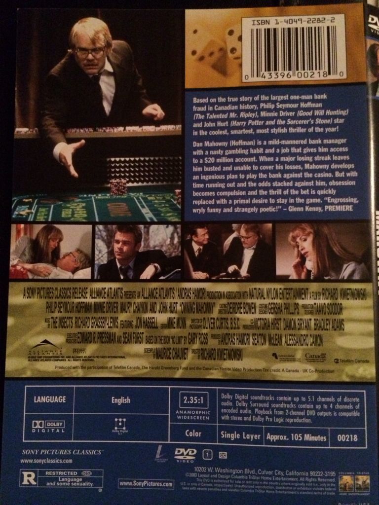 Owning Mahowny DVD movie collectible [Barcode 043396002180] - Main Image 2