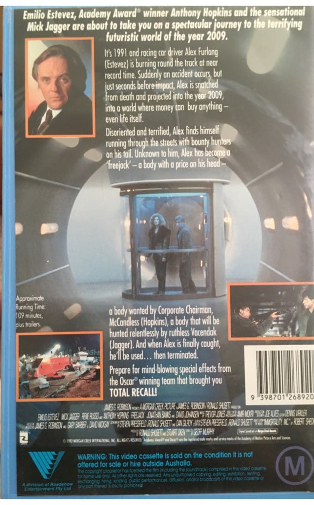 Freejack VHS movie collectible [Barcode 085391232834] - Main Image 2