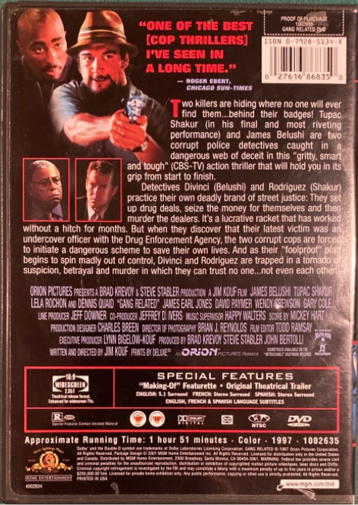 Gang Related DVD movie collectible [Barcode 027616868350] - Main Image 2