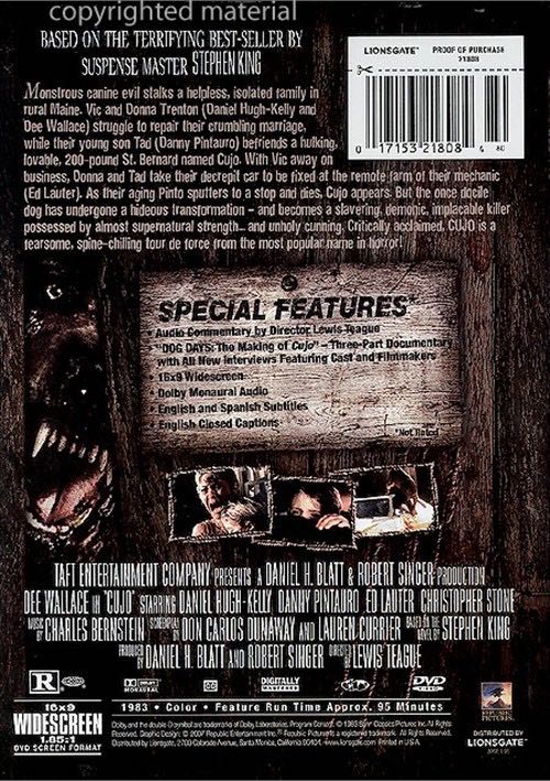 Cujo DVD movie collectible [Barcode 17153100396] - Main Image 2