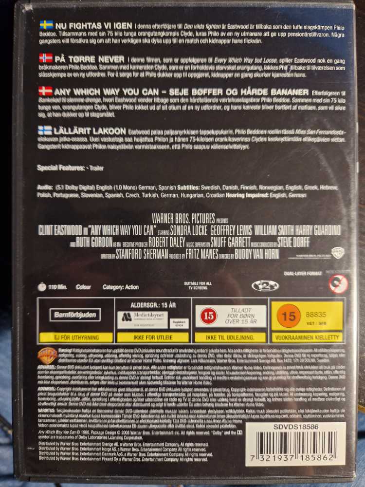 Any Which Way You Can DVD movie collectible [Barcode 7321937185862] - Main Image 2