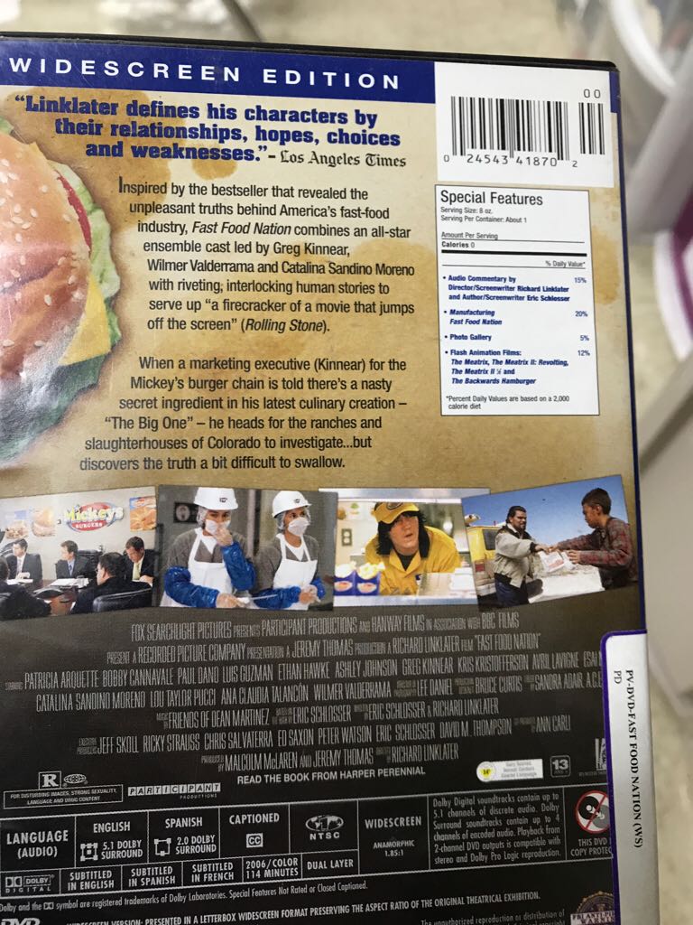 Fast Food Nation DVD movie collectible [Barcode 024543418702] - Main Image 2