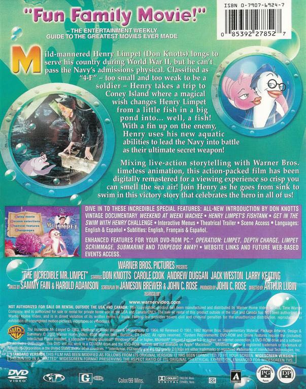 Incredible Mr. Limpet, The DVD movie collectible [Barcode 883929418138] - Main Image 2
