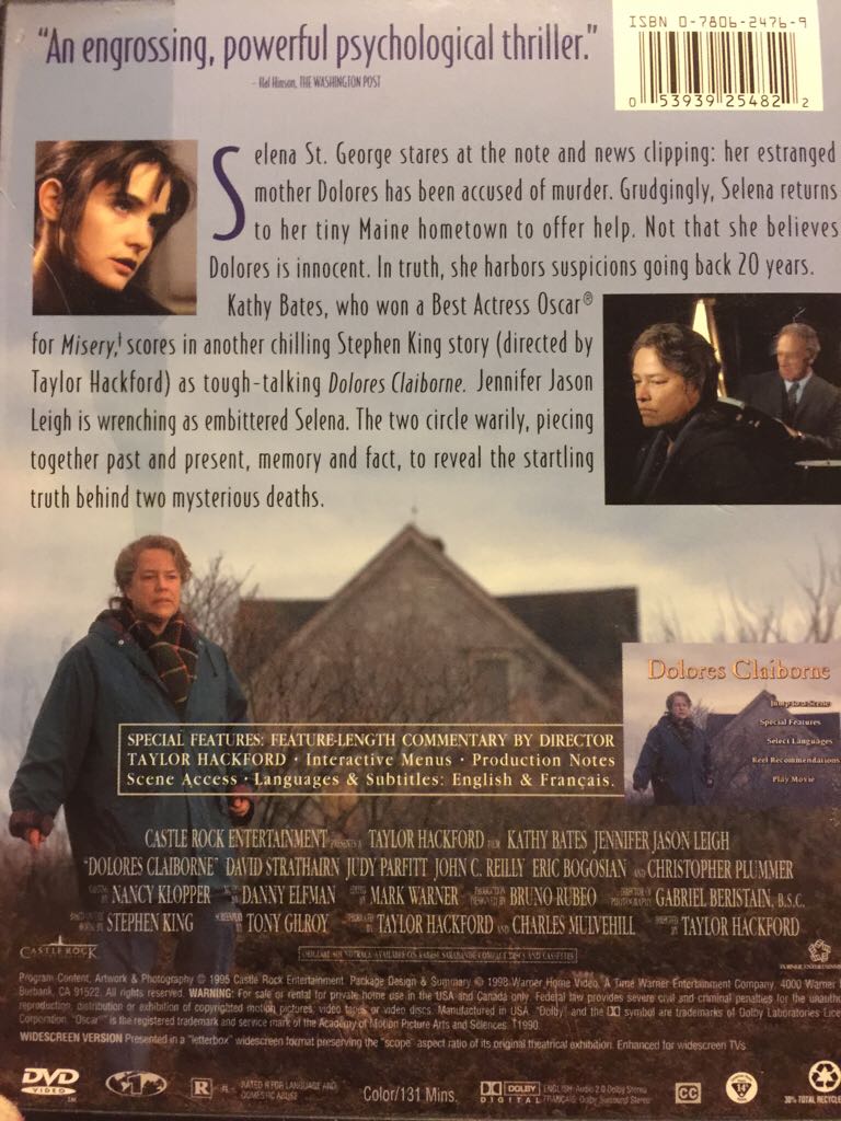 Dolores Claiborne DVD movie collectible [Barcode 053939254822] - Main Image 2