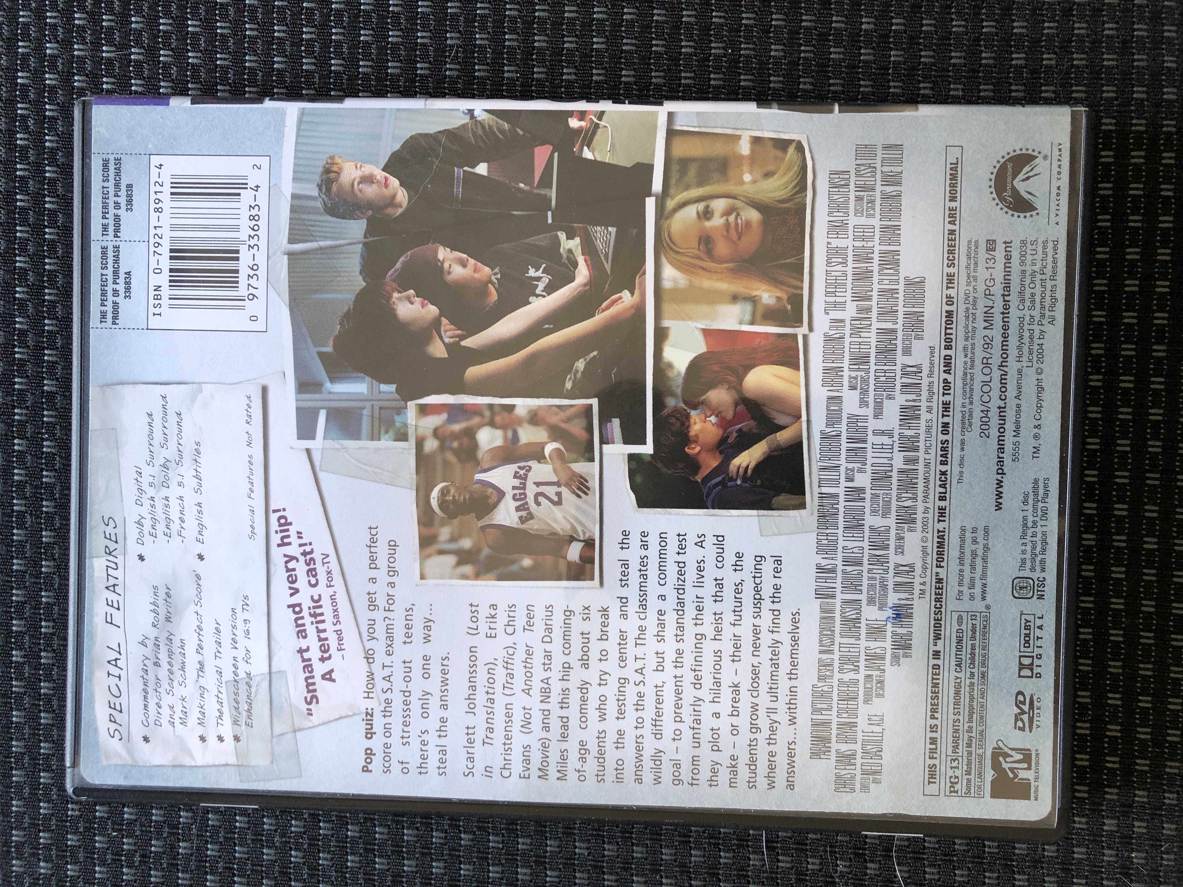 Perfect Score DVD movie collectible [Barcode 097363368342] - Main Image 3