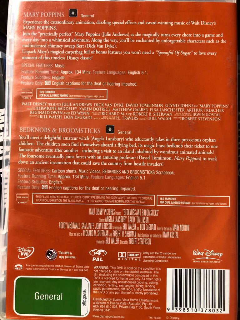 Bedknobs And Broomsticks VHS movie collectible [Barcode 9398500001629] - Main Image 2