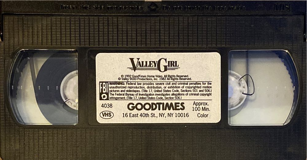 Valley Girl VHS movie collectible [Barcode 018713040381] - Main Image 3