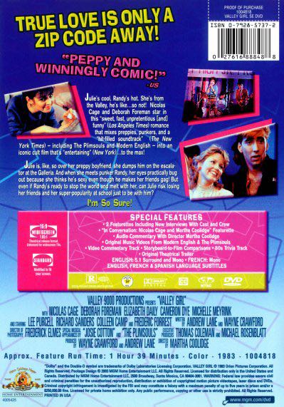 Valley Girl DVD movie collectible [Barcode 027616888488] - Main Image 3