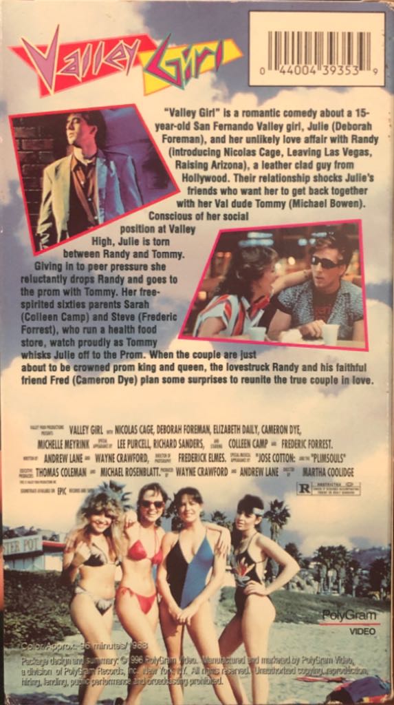 Valley Girl VHS movie collectible [Barcode 044004393539] - Main Image 2