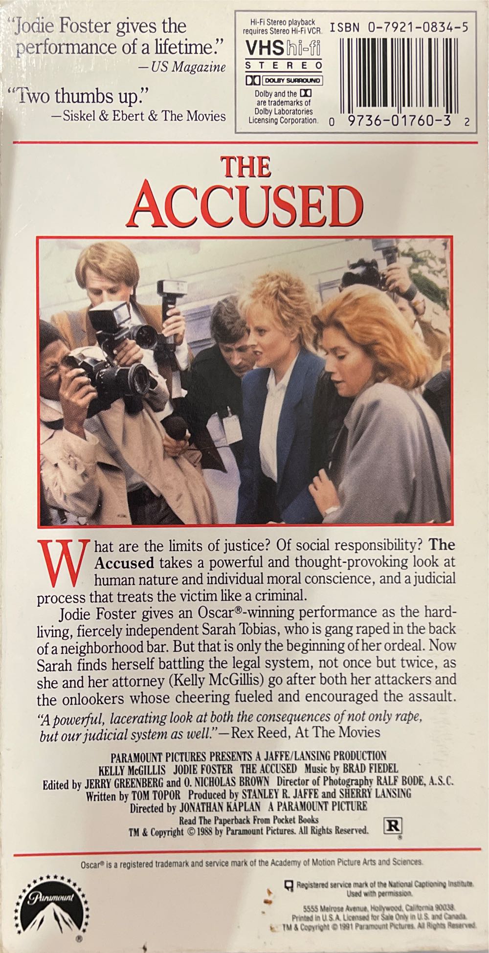 The Accused - 1988 VHS movie collectible [Barcode 097360176032] - Main Image 2