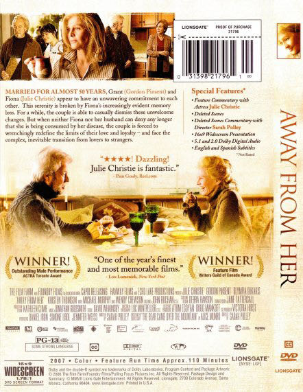 Away From Her DVD movie collectible [Barcode 629159034843] - Main Image 2