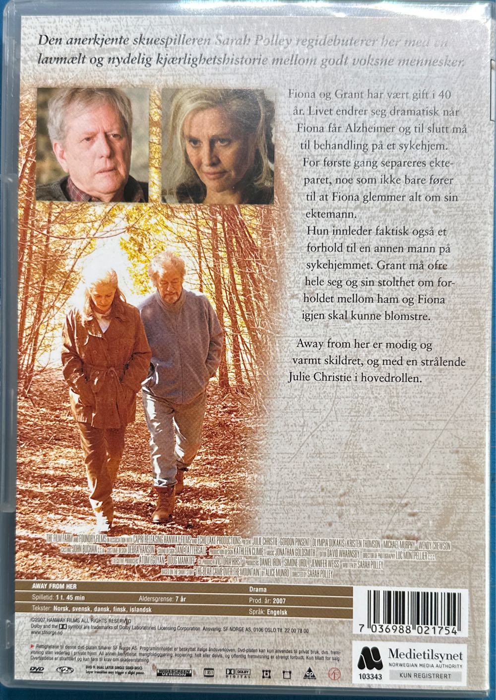 Away From Her DVD movie collectible [Barcode 7036988021754] - Main Image 2