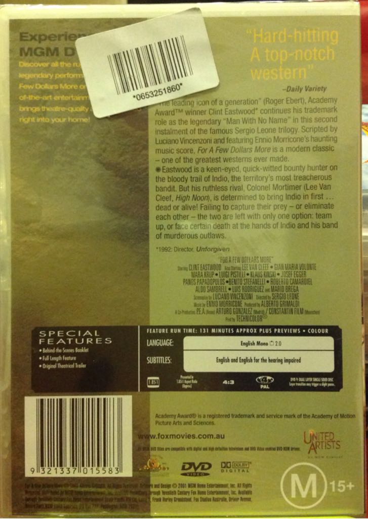 For a Few Dollars More DVD movie collectible [Barcode 9321337015583] - Main Image 2