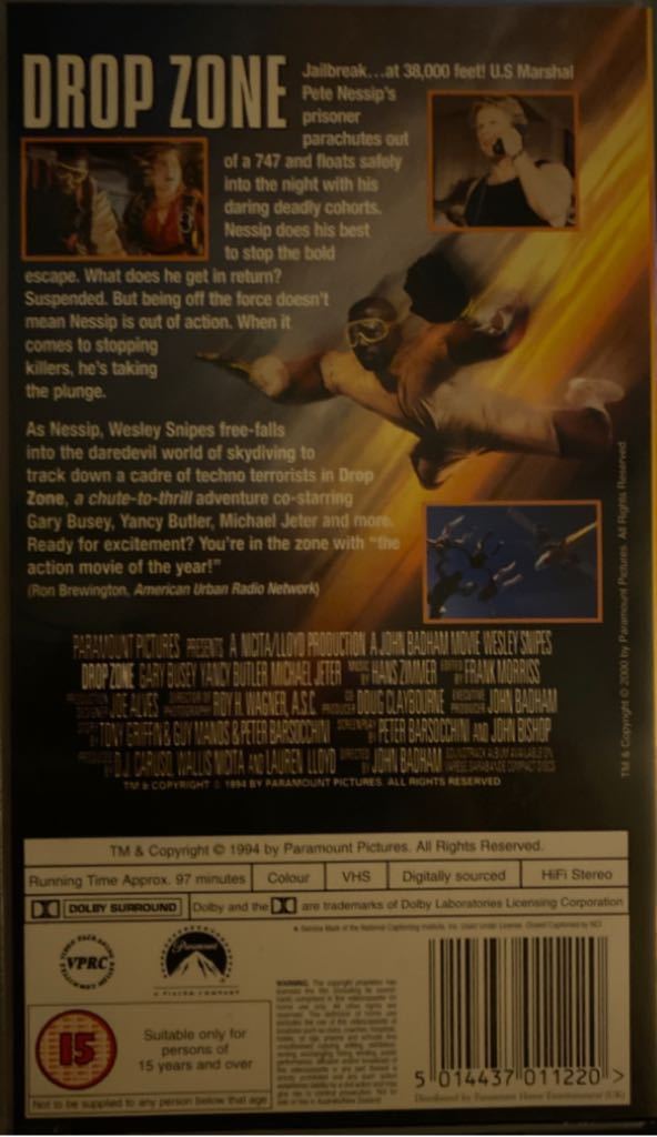 Drop Zone VHS movie collectible [Barcode 5014437011220] - Main Image 2