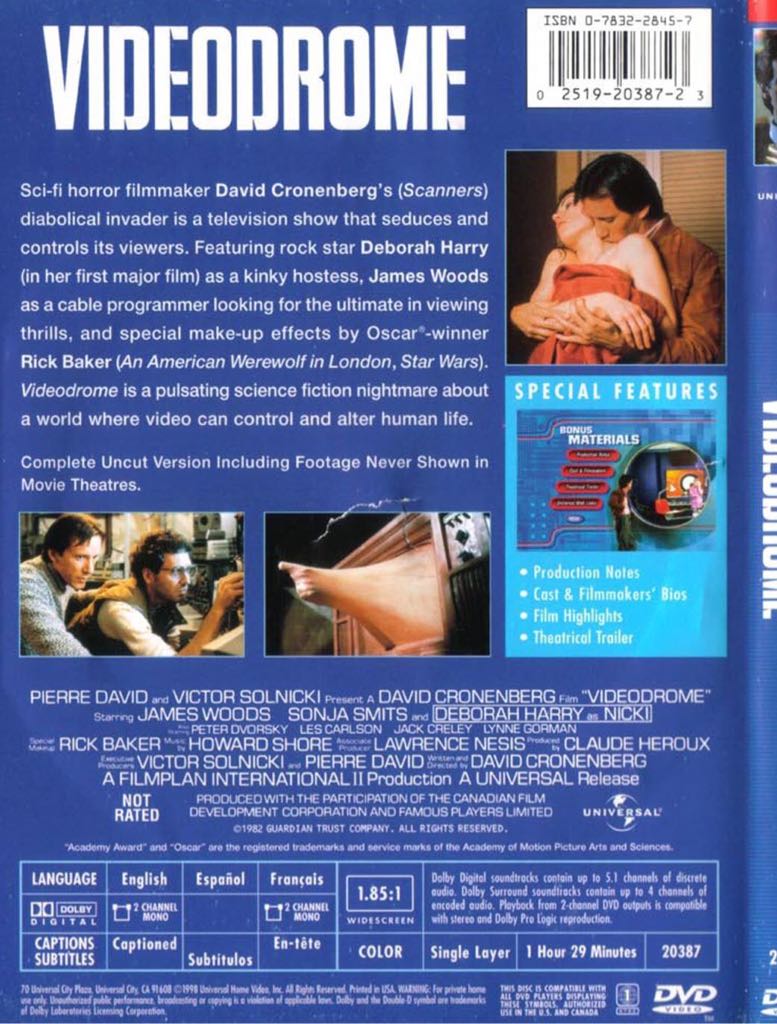 Videodrome DVD movie collectible [Barcode 3476475001250] - Main Image 2