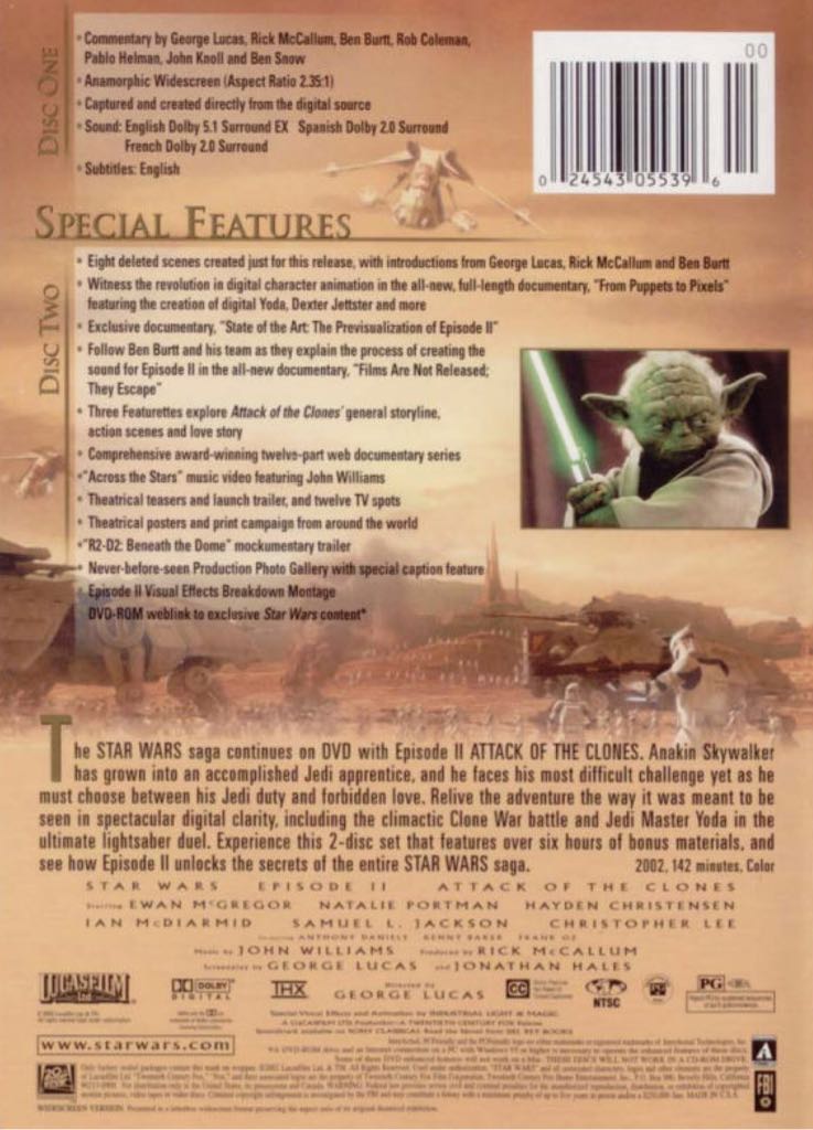 Star Wars: Episode II - Attack of the Clones DVD movie collectible [Barcode 024543055426] - Main Image 2
