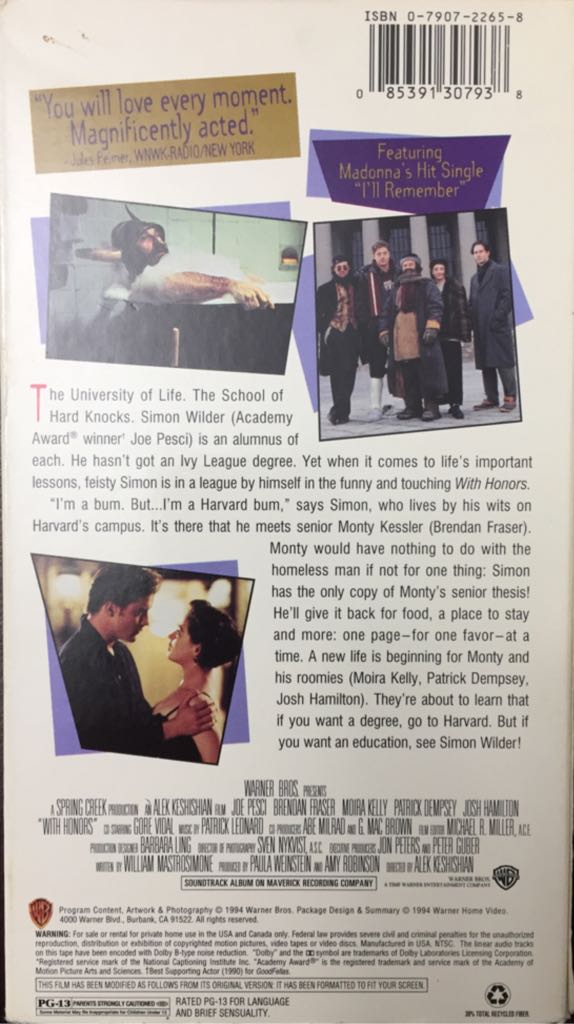 With Honors DVD movie collectible [Barcode 085391307938] - Main Image 2