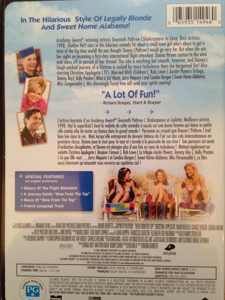 View from the Top (downloaded) Digital Copy movie collectible [Barcode 065935149460] - Main Image 2