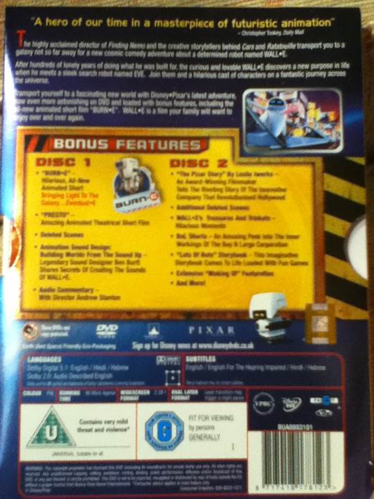 WALL-E DVD movie collectible [Barcode 8717418178123] - Main Image 2