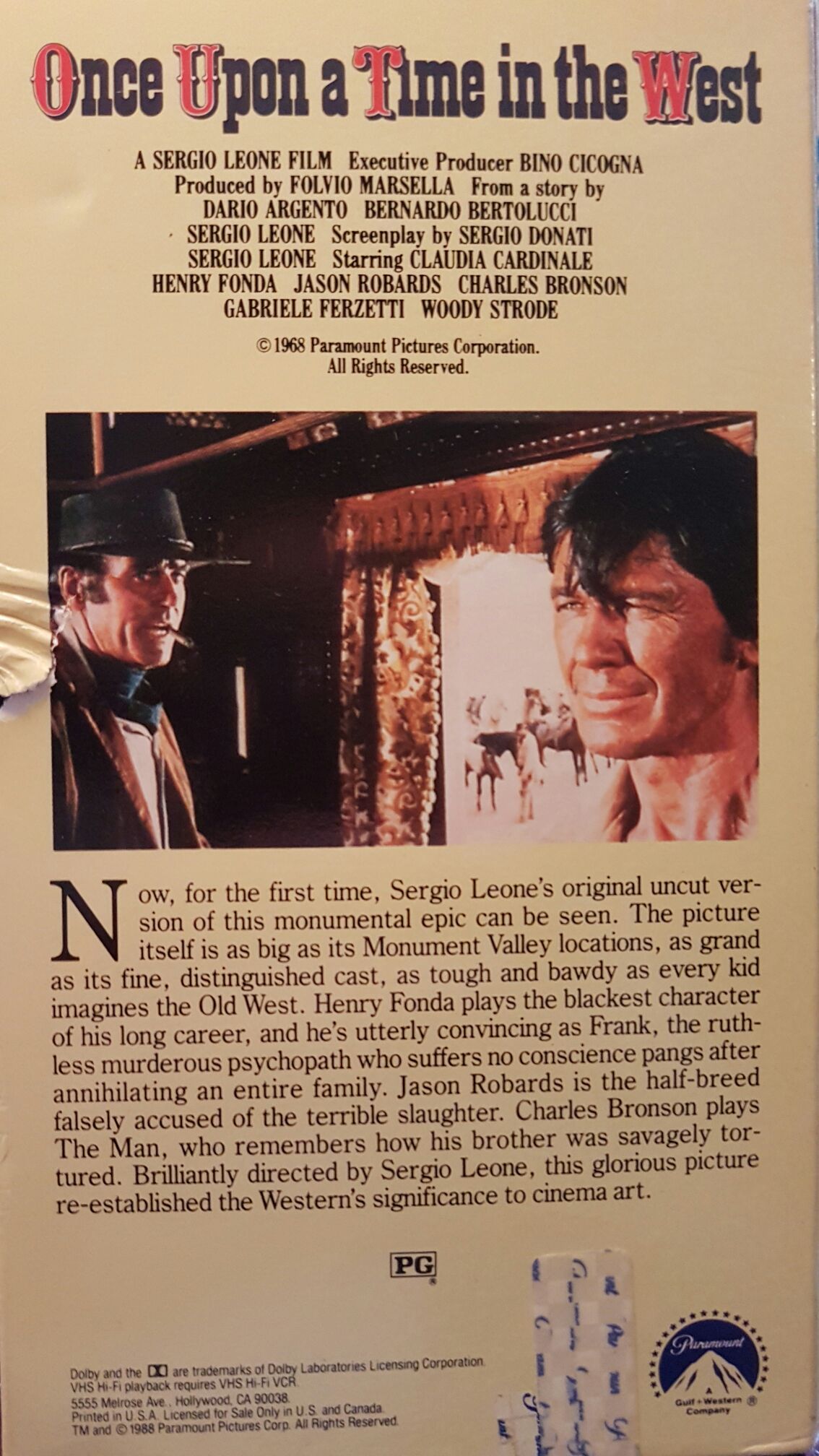 Once Upon A Time In The West VHS movie collectible [Barcode 097360683035] - Main Image 2