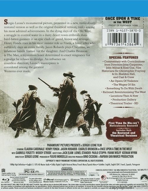 Once Upon A Time In The West Blu-ray movie collectible [Barcode 883929305186] - Main Image 2